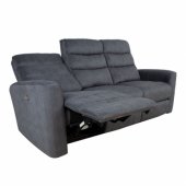 Recliner sofa GASTON 3-seater with electric mechanism, grey velvet