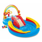 Rainbow pool with inflatable slide in box 297x193x135cm 57453NP