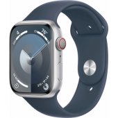 Watch Series 9 Cellular 45mm Silver Stainless/ Storm Blue Band - M/ L