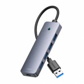 USB Hub UltraJoy Lite 15cm USB-A to 4x USB 3.0 + USB-C 5v grey