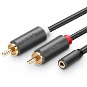 AV102 2x RCA cable jack 3.5 mm 0,25m Black