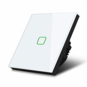 Maclean Touch light switch, single, glass, white with square