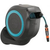 GARDENA Wall-Mounted Hose Box RollUp M, 20 meters, hose reel (grey/ tur