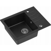 QUADRON PETER 116 granite sink Steingran black with manual siphon and