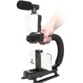 HMS 4U Hand Stabilizer Smartphone & DSLR Camera grip + Led Light Micr.
