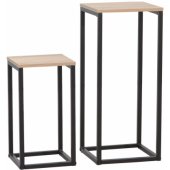 HANNES Set 2pcs 26x26xH60cm / 22x22xH40cm Rustic / Black Melamine