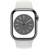 Watch Series 8 Cellular 41mm Silver Stainless Steel/ White Sport