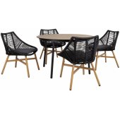 Helsinki Table and 4 Chairs Black