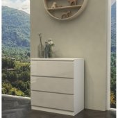 Topeshop KOMODA SZAFKA REGAŁ 3 SZUFLADY M3 BIEL POŁYSK