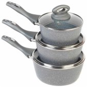 BW02986G1EU7 Marblestone 3-Piece Saucepan Set - 16/ 18/ 20cm