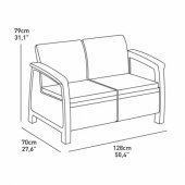 Dārza dīvāns divvietīgs Corfu Love Seat brūns