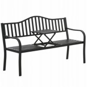 Garden Bench Terrace Garden Metal 2-3 Seater Table Black 150 cm