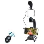 HMS 4U Hand Stabilizer Smartphone & DSLR Camera grip + Led Light Micr.