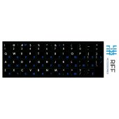 Riff Qwerty наклейки на клавиатуру ENG белые / RU синие