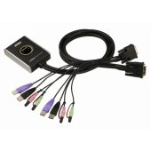 2-Port USB DVI/ Audio Cable KVM Switch with Remote Port