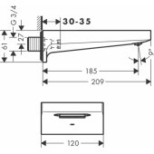 Metropol Bath spout 185mm Chrome 32543000
