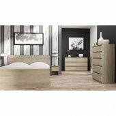 Topeshop Komoda 140cm 6 szuflad kolor dąb sonoma