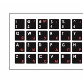 Keyboard stickers waterproof Black/ Red ENG / RU