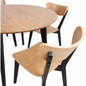 ROXBY Round Table + 4 Chairs Oak/ Black