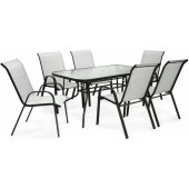Dublin Table and 6 Chairs Silver Grey