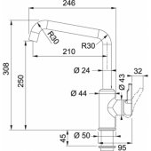 URBAN Gray Mixer Tap swivel U-spout side (115.0595.069)