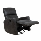 Recliner armchair DIEGO with swinging and rotating mechanism, grey