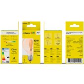 LED Филаментная лампа E27, G95, 10W, 1200lm, 3000K, 360°, amber