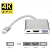 USB-C Multiport Adapter (USB 3.0 / HDMI / USB Type C) Silver