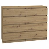 Topeshop DUŻA KOMODA MALWA M8 120CM DĄB ARTISAN 8 SZUFLAD