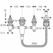 BATH MIXER HG 4-HOLE BASIC SET CONC.EXP.