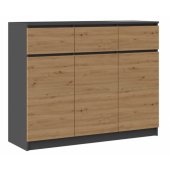 Topeshop Komoda 3D3S 120x40xH97 antracyt/ artisan