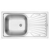 Deante Techno 1-bowl sink with drainer 76x43cm steel linen +