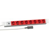 19" 1U Socket Strip 8 x CEE 7/ 3 Red