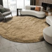 Strado Dywan okrągły Shaggy Strado 80x80 CappuccinoCamel (Jasny brązow