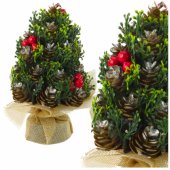Artificial Decorative Christmas Tree Cones Red Rowan Decorations 17x10
