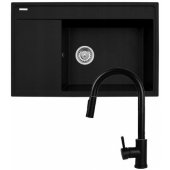 Set - Sink PYRAMIS CAMEA (79x50) 1B 1D R + Faucet IDEA Black Edition -