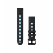 QuickFit 22 Watch Bands Black/ Cirrus Blue Silicone