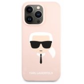 "KLHCP13LSLKHP Liquid Silicone Karl Head Case iPhone 13 Pro" Pink