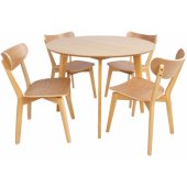 ROXBY Round Table and 4 Chairs Oak