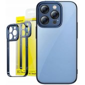 "Glitter Transparent Case + Tempered Glass iPhone 14 Pro" Blue