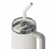 Straw Mug 1L Stainless steel White