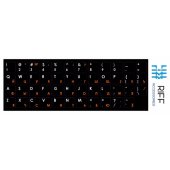 Riff Qwerty наклейки на клавиатуру ENG белые / RU красные