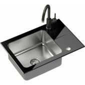 Steiner Hugh 116 bowl steel sink with black glass top